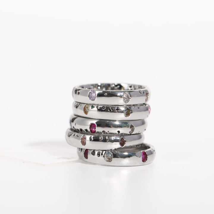 Bague de luxe en zircon coloré clair Olivenorma