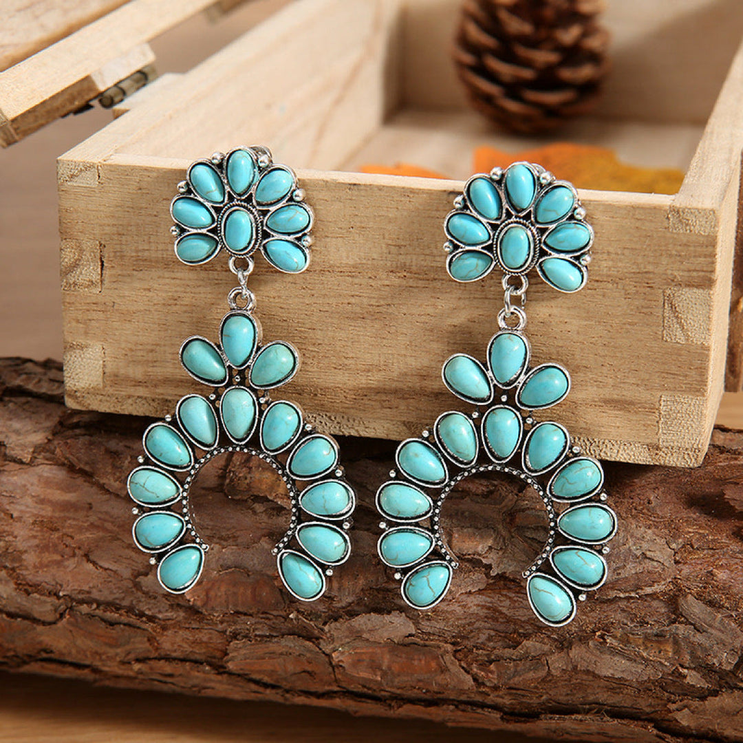 Boucles d'oreilles pendantes bohèmes en turquoise épaisse Olivenorma