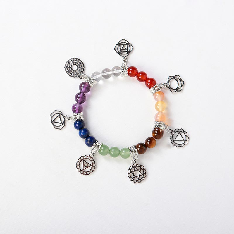 Bracelet de yoga en pierres précieuses naturelles avec sept chakras