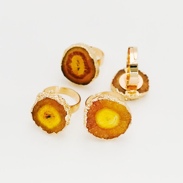 Bague ajustable en cristal naturel avec pierre précieuse de tournesol Olivenorma