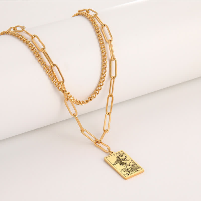 Collier à double chaîne avec carte de tarot Olivenorma