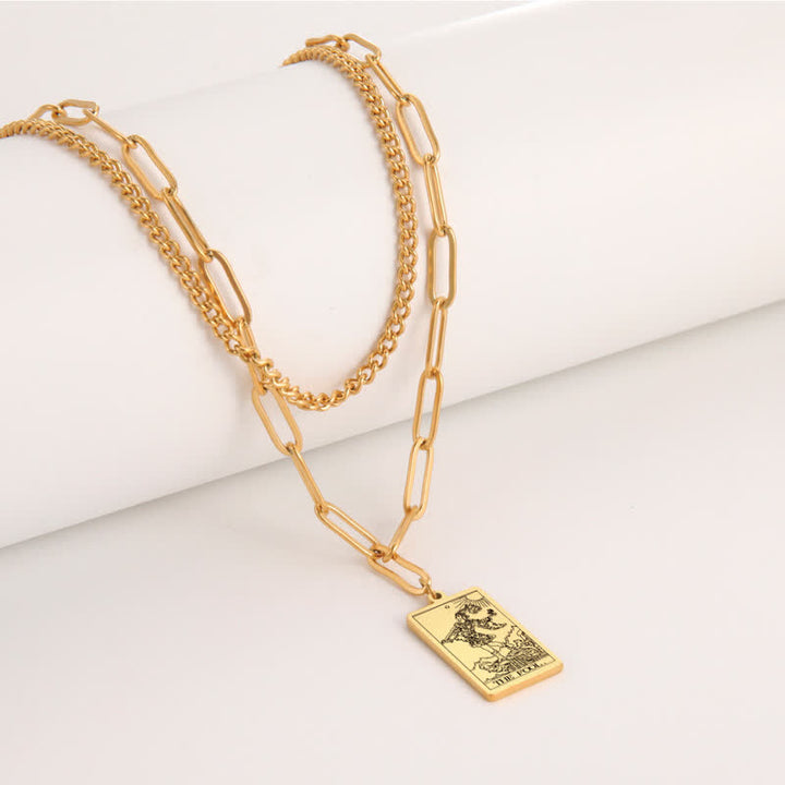 Collier à double chaîne avec carte de tarot Olivenorma
