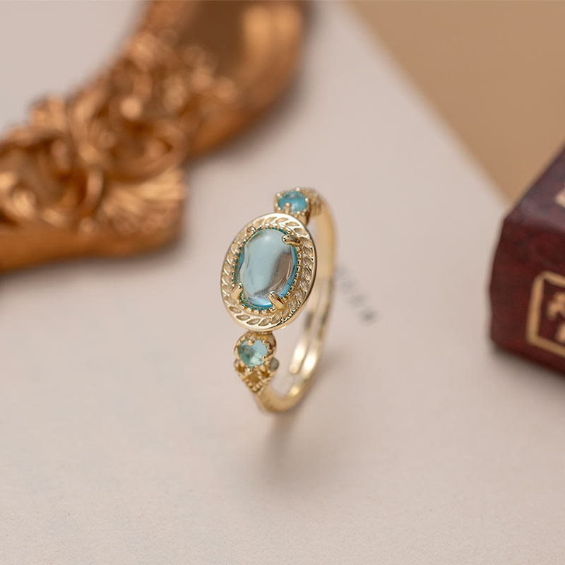 Bague ajustable en tourmaline Paraiba Olivenorma « Chaque mer est une île »