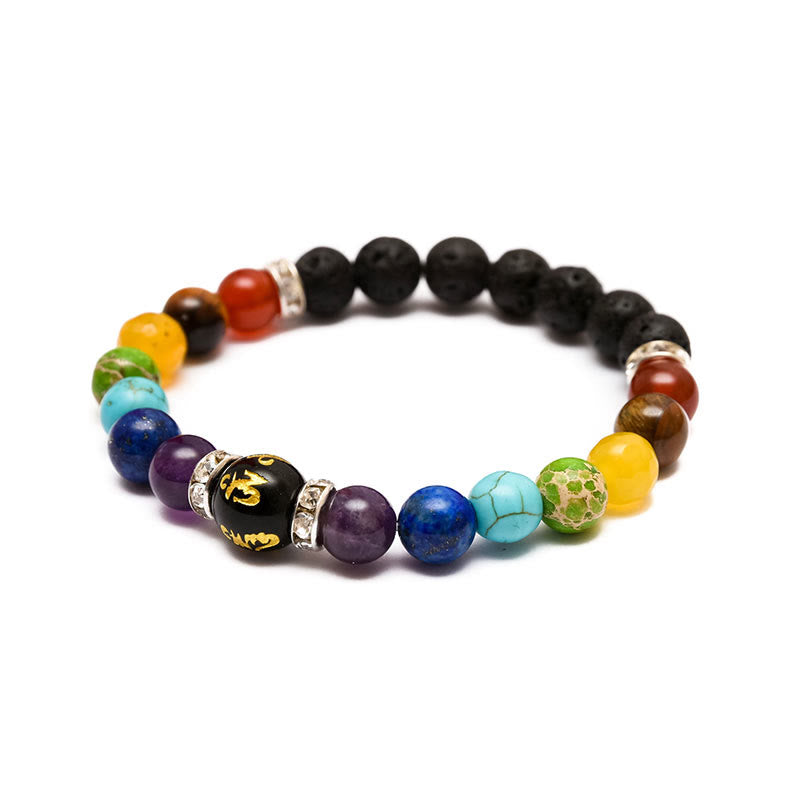 Bracelet de guérison des chakras en cristal naturel pour le soulagement de l'anxiété Olivenorma