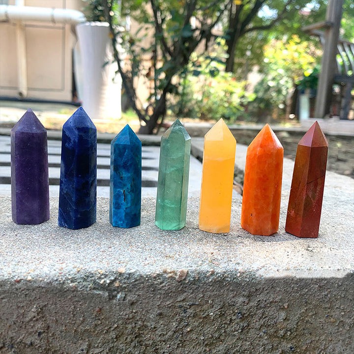 Baguettes de cristal de chakra Ensemble de cristal de tour