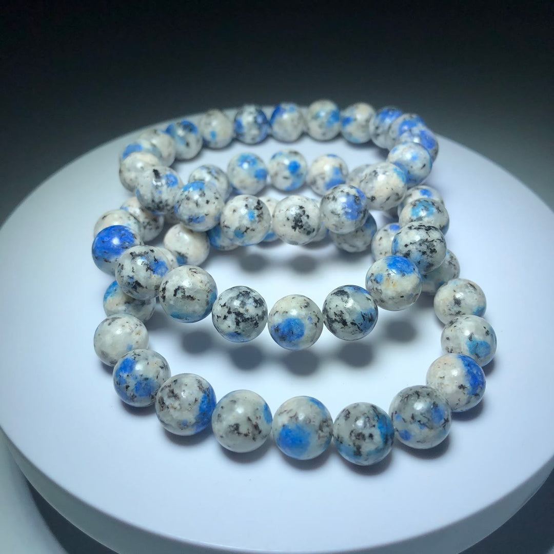 Bracelet en pierre énergétique en perles d'azurite naturelle de 11 mm Olivenorma