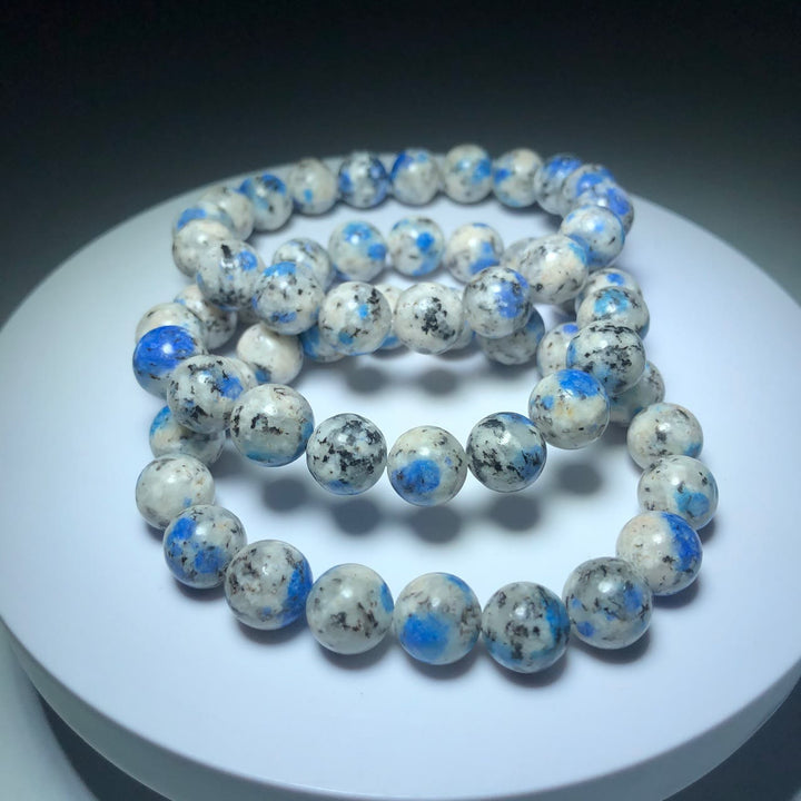 Bracelet en pierre énergétique en perles d'azurite naturelle de 11 mm Olivenorma