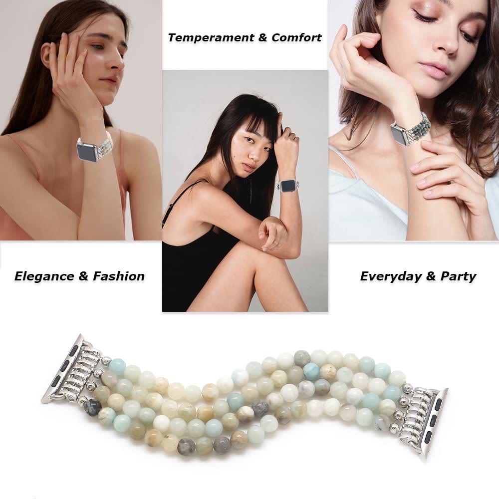 Bracelet de montre compatible avec le bracelet en perles d'œil de tigre Olivenorma