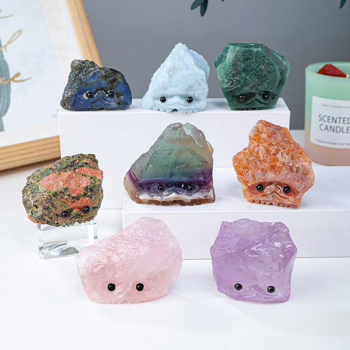 Décoration en pierre précieuse en cristal naturel brut de hérisson elfe Olivenorma