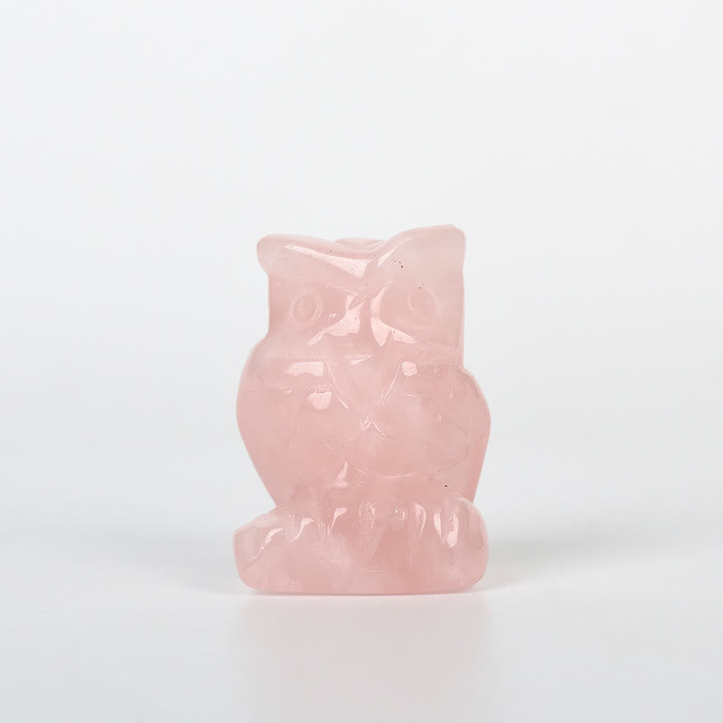 Sculpture artisanale en cristal naturel de hibou Olivenorma