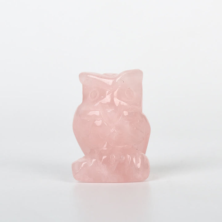 Sculpture artisanale en cristal naturel de hibou Olivenorma