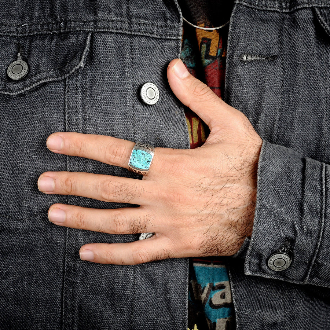 Bague homme aigle turquoise