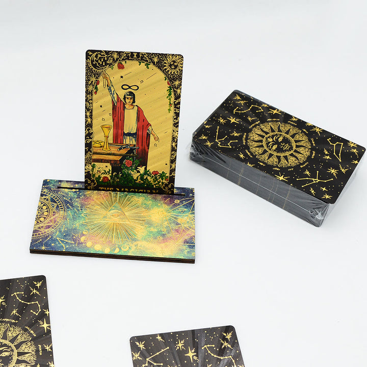Cartes du jeu de tarot doré Olivenorma Black Gold Waite Foil