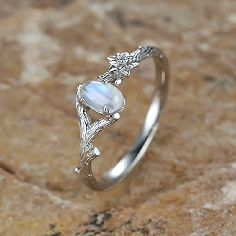 Bague de protection curative en pierre de lune naturelle Olivenorma