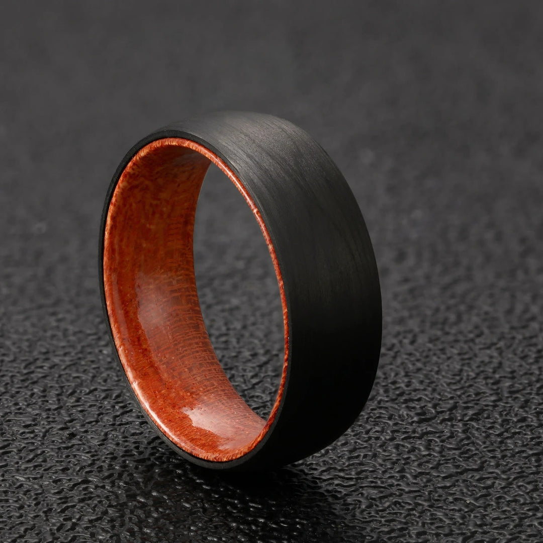 Bague en bois de tonneau de whisky en carbure de tungstène noir Olivenorma 8 mm