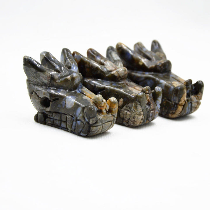 Décoration en pierres précieuses en forme de tête de dragon en cristal Olivenorma