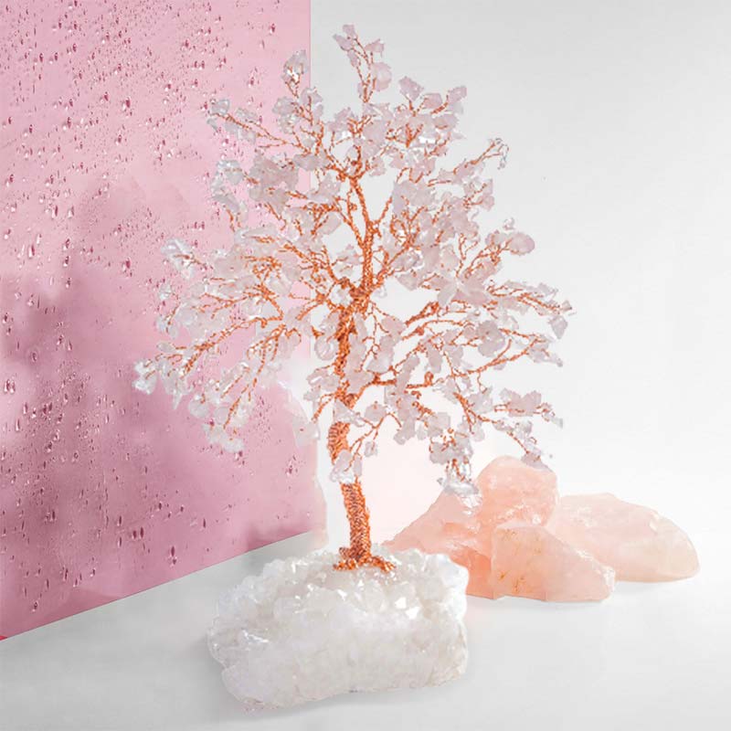 Olivenorma Vous êtes aimé - Arbre Feng Shui en pierre de quartz rose