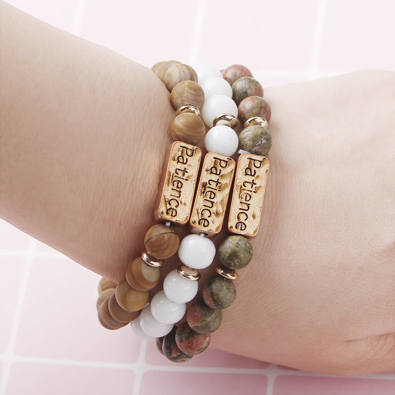 Bracelet gravé avec pierres précieuses naturelles Olivenorma Mom Patience