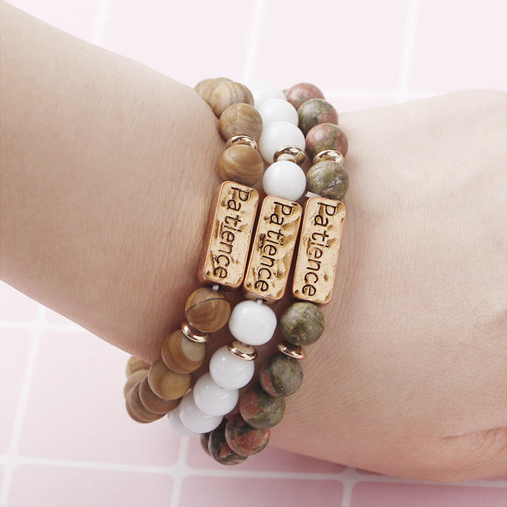 Bracelet gravé avec pierres précieuses naturelles Olivenorma Mom Patience