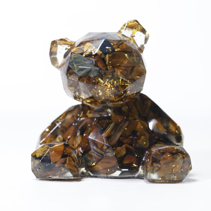 Ornement en résine de gravier de cristal Olivenorma en forme d'ours en pierre précieuse