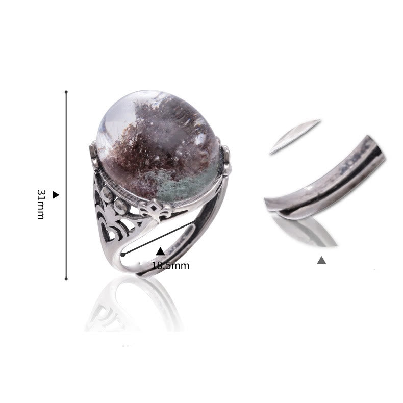 Bague en argent sterling avec araignée en quartz fantôme vert Olivenorma