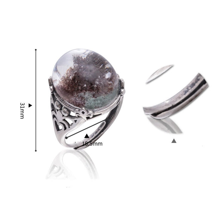 Bague en argent sterling avec araignée en quartz fantôme vert Olivenorma