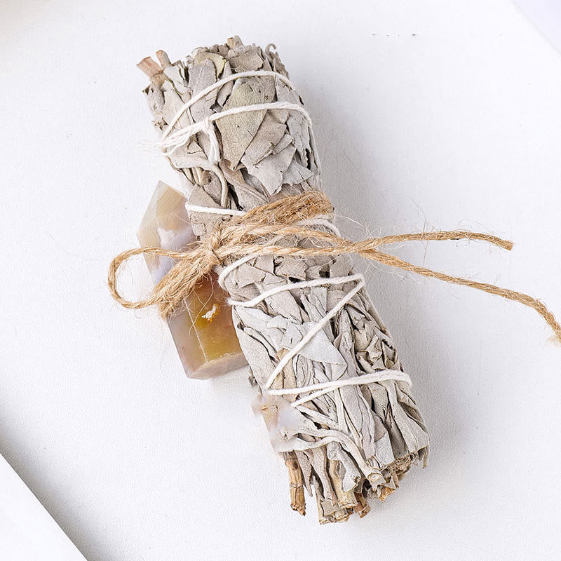 Prisme hexagonal en cristal de sauge blanche Olivenorma pour décoration d'aromathérapie