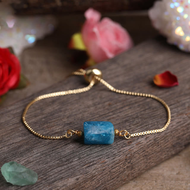 Bracelet chaîne en métal avec pierres prismatiques en cristal naturel Olivenorma