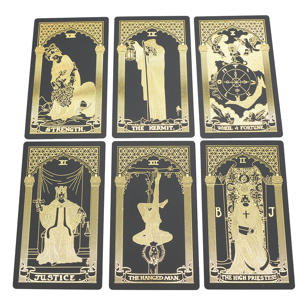 Cartes de jeu de tarot en feuille d'or noir bronzant Olivenorma