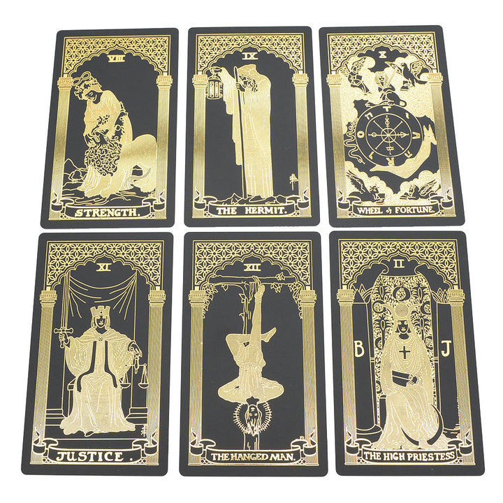Cartes de jeu de tarot en feuille d'or noir bronzant Olivenorma