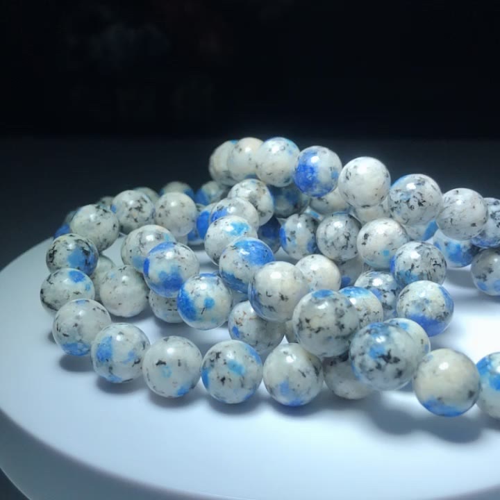 Bracelet en pierre énergétique en perles d'azurite naturelle de 11 mm Olivenorma