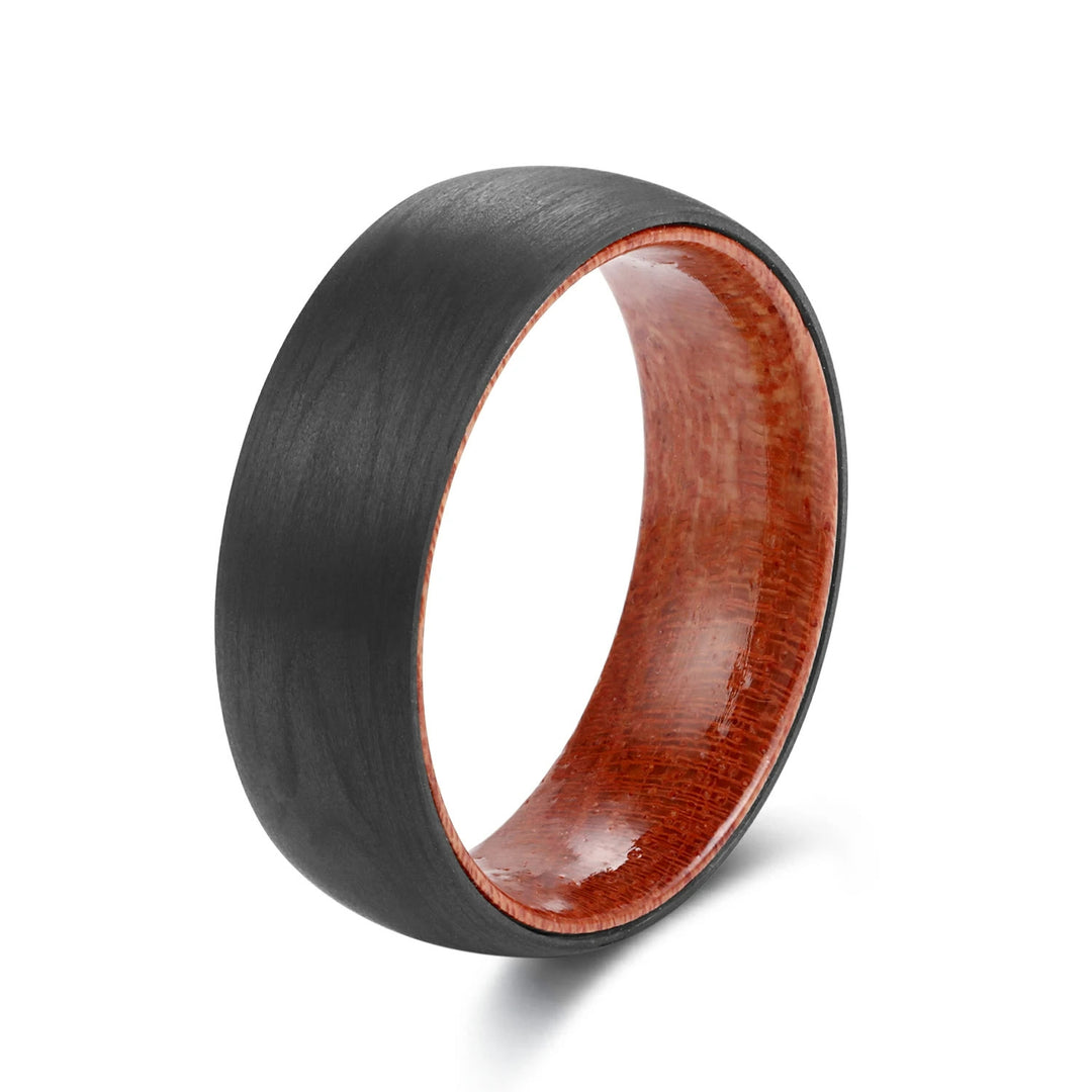Bague en bois de tonneau de whisky en carbure de tungstène noir Olivenorma 8 mm