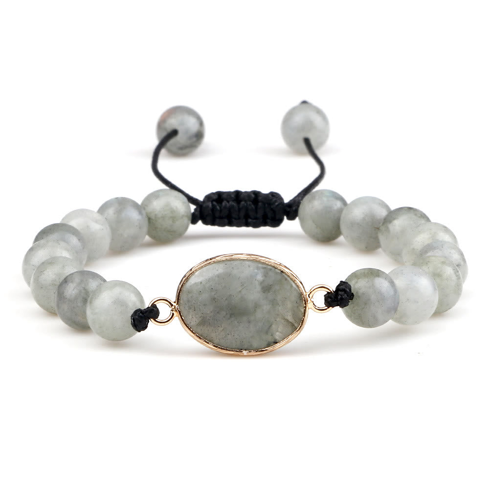 Bracelet en perles d'opalite avec pierre œil de chat Olivenorma