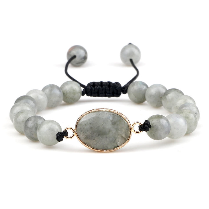 Bracelet en perles d'opalite avec pierre œil de chat Olivenorma