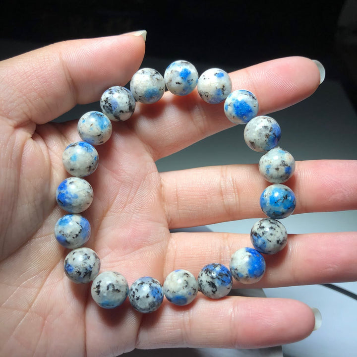 Bracelet en pierre énergétique en perles d'azurite naturelle de 11 mm Olivenorma