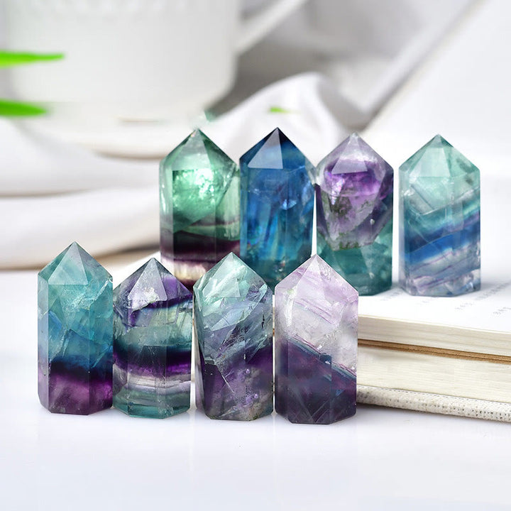Baguettes à pointes en cristal de fluorite arc-en-ciel Olivenorma