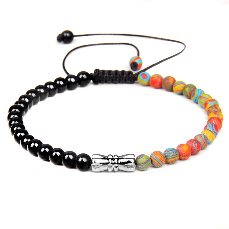 Bracelet tressé en onyx noir et pierre naturelle Olivenorma 4 mm