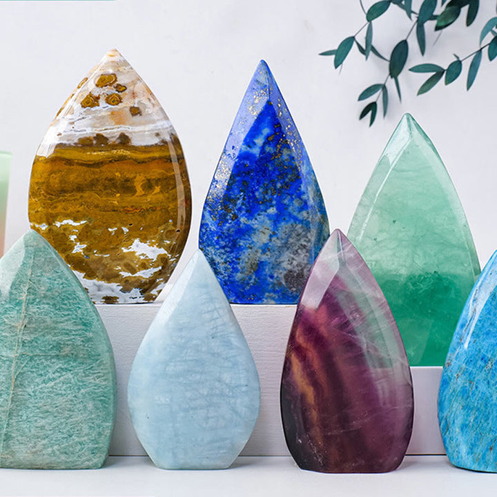 Ornements en cristal naturel en forme de flamme Olivenorma Décoration en pierres précieuses