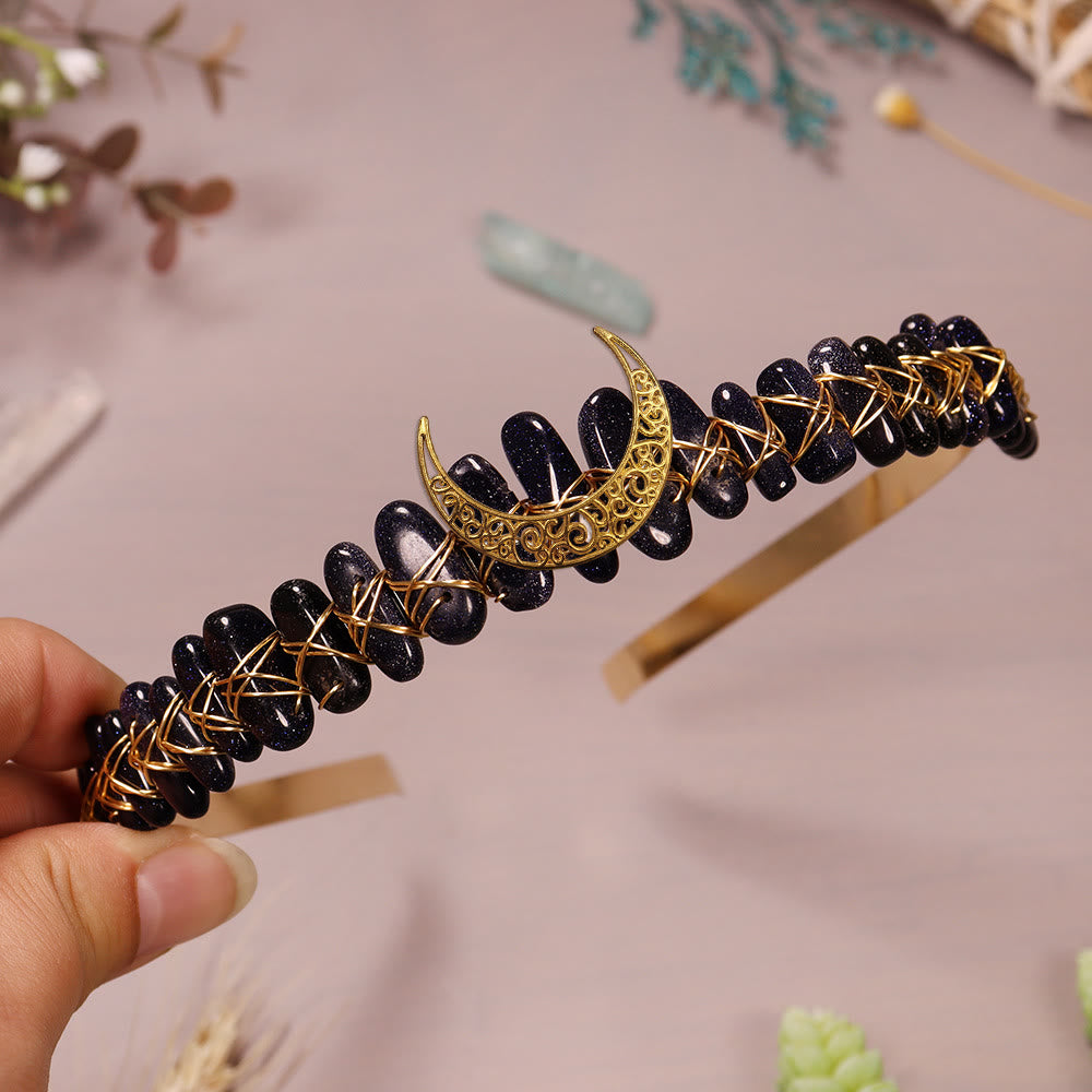 Couronne de cristal de lune en fil d'or et pierre naturelle Olivenorma