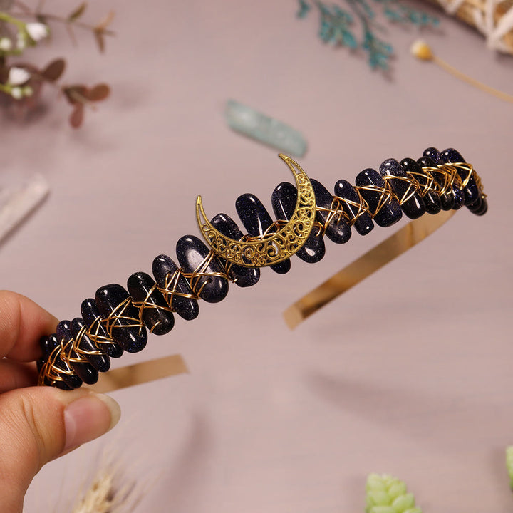 Couronne de cristal de lune en fil d'or et pierre naturelle Olivenorma