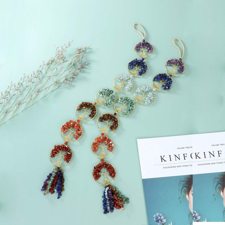 Décoration murale arbre de vie Feng Shui en cristal à 7 chakras Olivenorma