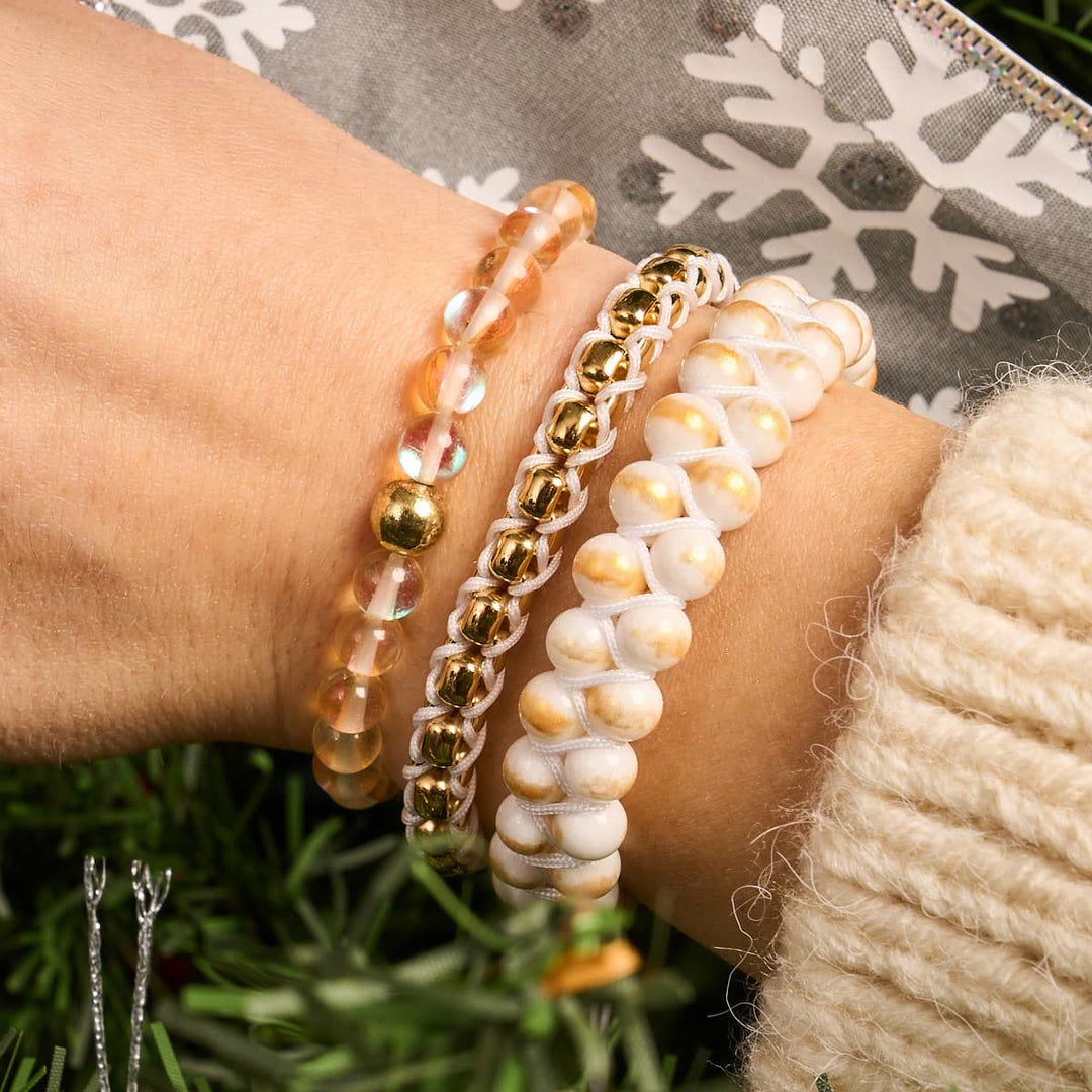 Bracelet en perles de verre cristal jaune pâle Olivenorma