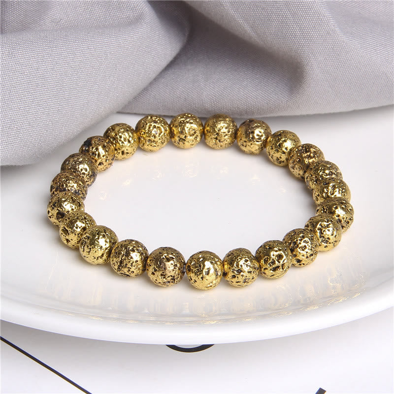 Bracelet homme en perles de pierre de lave plaquée Olivenorma de 8 mm