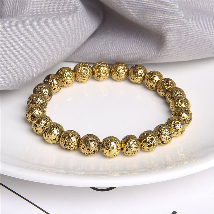 Bracelet homme en perles de pierre de lave plaquée Olivenorma de 8 mm