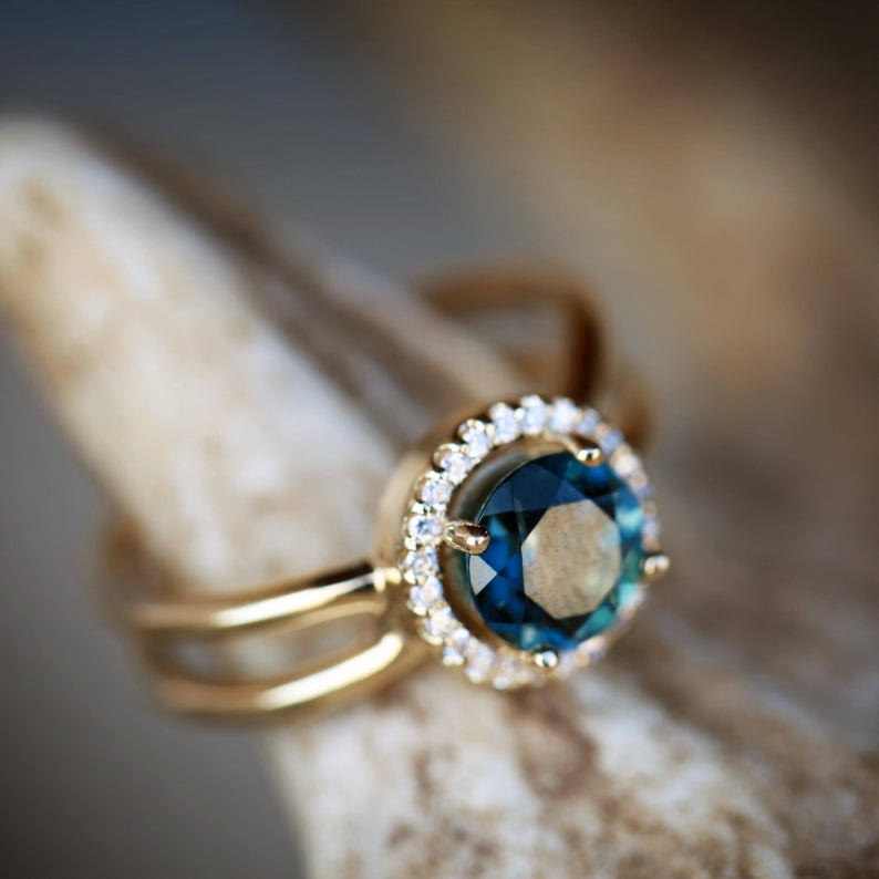 Bague de fiançailles Olivenorma « Deepen Love » avec topaze bleue taille ronde