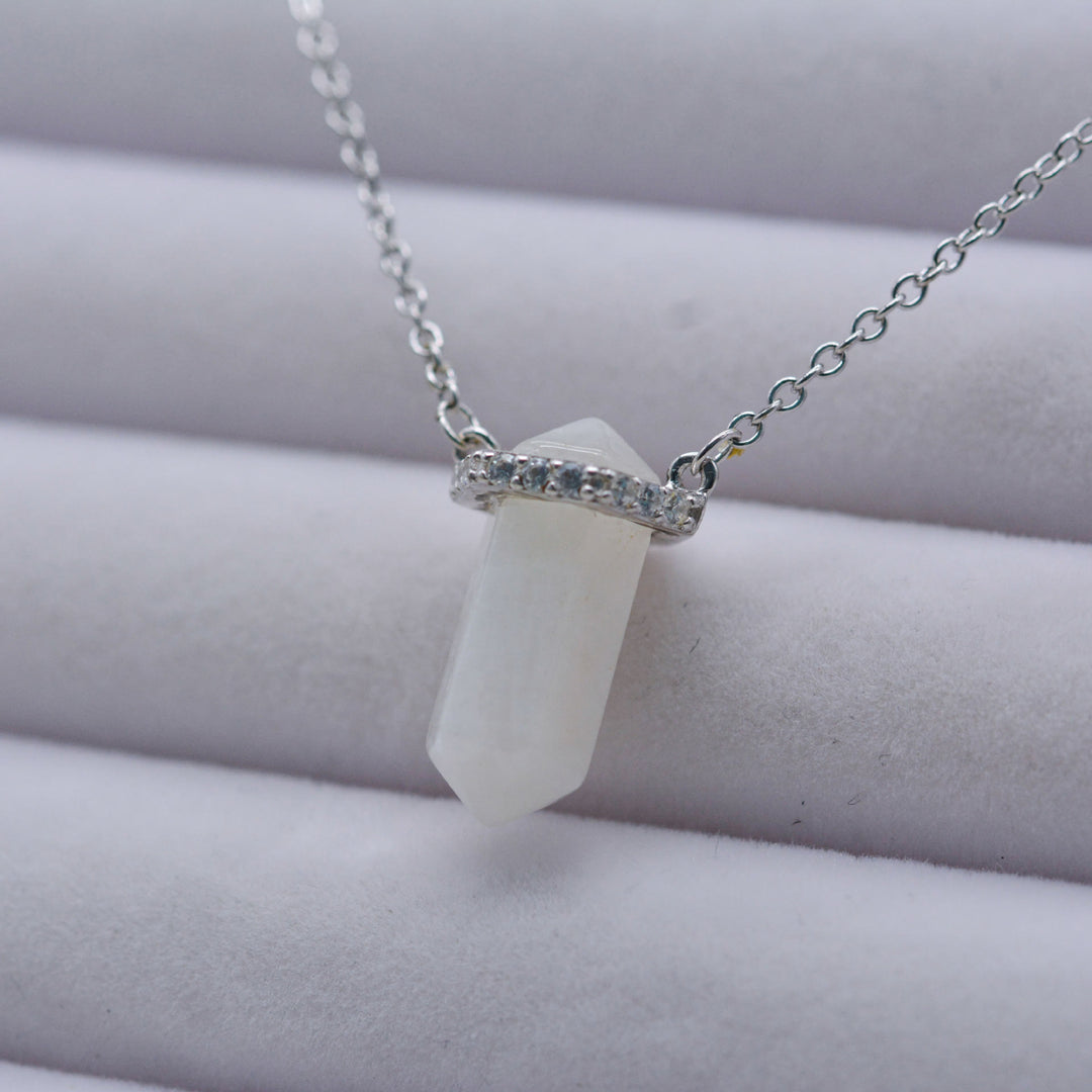 Collier en quartz transparent hexagonal Olivenorma en argent et or rose