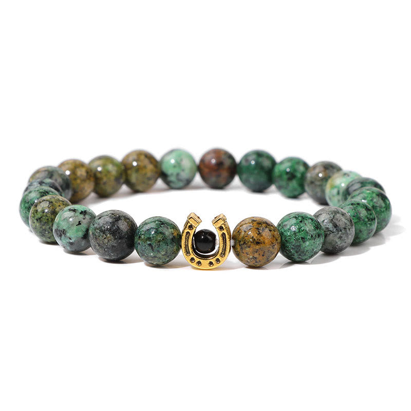 Bracelet pendentif fer à cheval en perles de pierre naturelle Olivenorma de 8 mm