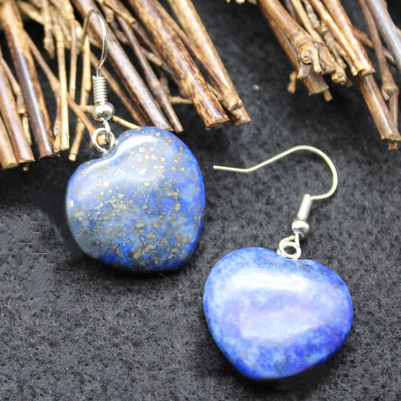 Boucles d'oreilles de guérison en cristal naturel avec cœur