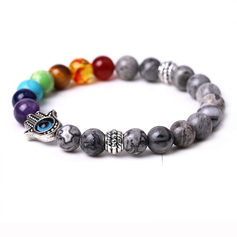 Bracelet Olivenorma Chakra Naturel Hamsa & Evil Eye Reki