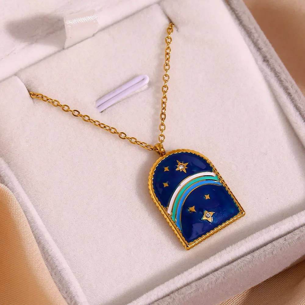 Collier de Tarot Olivenorma Blue Evil Eye Galaxy Sun